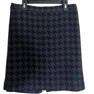 Tommy Hilfiger Navy Blue/Gray Houndstooths Wool Blend Skirt Size 2